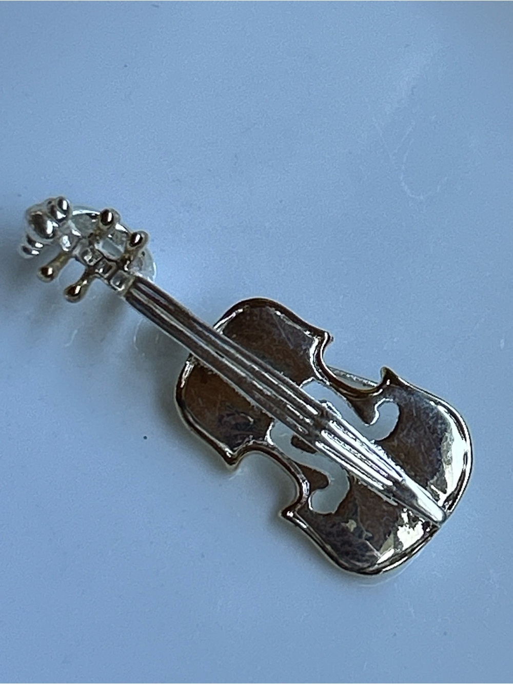 Silver Violin Pendant Charm or brooch Musical Jewelry pin